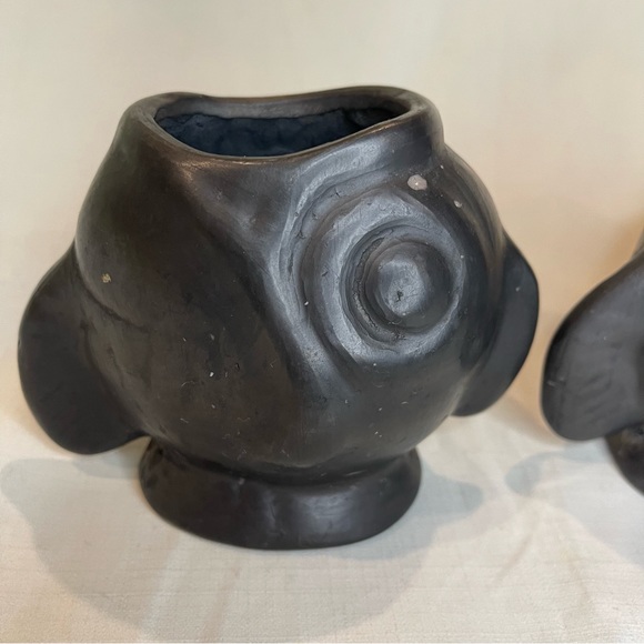 Two Blackware Small Fish Figural Planters Signed Lama Oaxaca Mexico - Picture 7 of 15